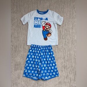 Nintendo Super Mario Kids Pajama Set - Gray and Blue (Boys large 10/12)